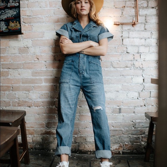 Clad and Cloth Sandy Distressed Denim Jumpsuit - Picture 3 of 8